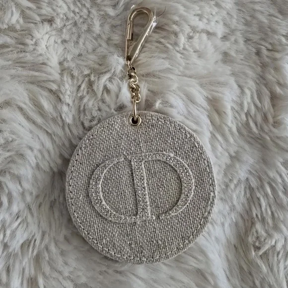 Dior Women's Mini Round Beige Double Mirror Keychain or Bag Charm Luxury NEW - Picture 5 of 8